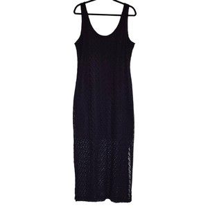 APT 9 Tank Maxi Dress Lace Black XL Sheer Beach Sexy RoundNeck Sleeveless